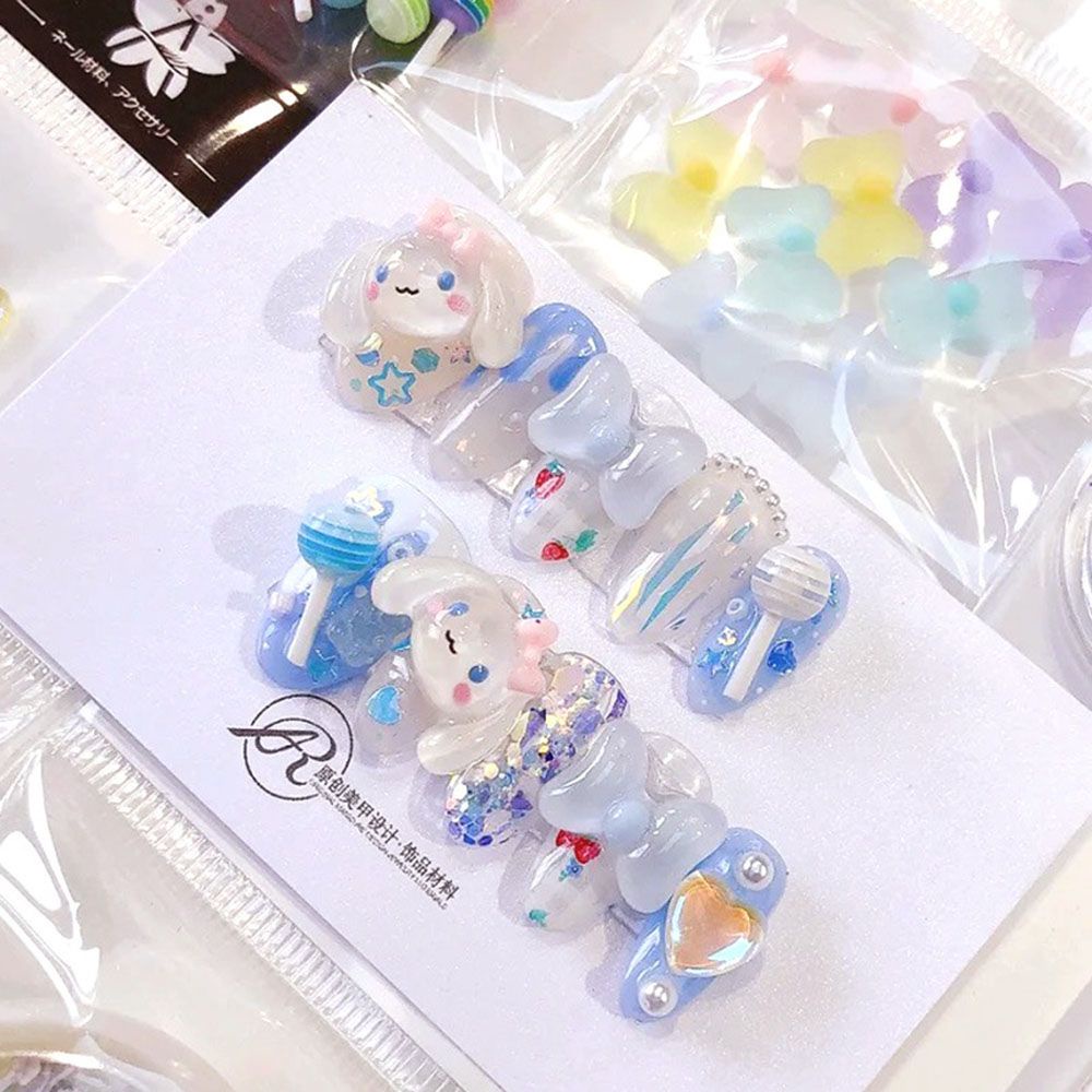 MXBEAUTY Japanese-style Puppy Nail Art Jewelry Cartoon DIY Nail Ornament Nail Art Decoration Cute Transparent Resin Lovely Big Ear Dog Manicure Accessories/Multicolor