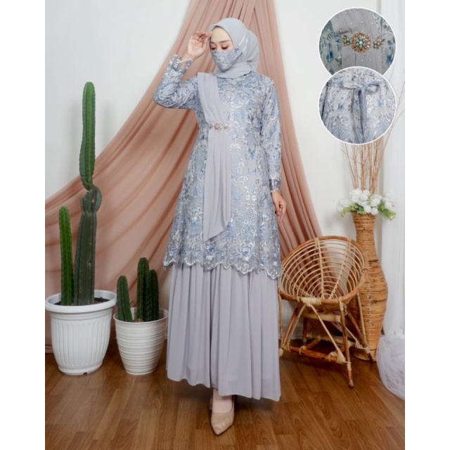 New (COD) Gamis Dewasa Terbaru Elegan Gamis Tutu Selendang// Gamis Kebaya Moderen Terbaru