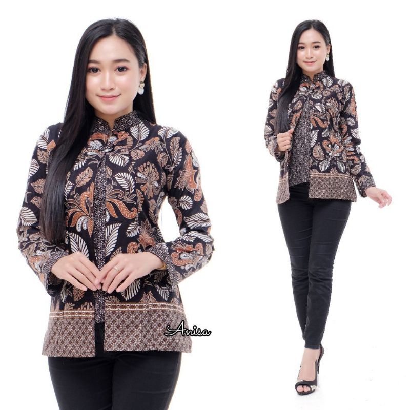 tey-17 Batik wanita ASJ SA HRB026 Kenongo Kemeja Tosca Pendek-Bol Ruby