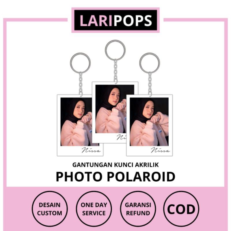 PHOTO POLAROID KEYCHAIN KEYRING GANTUNGAN KUNCI GANCI AKRILIK UNIK MURAH CUSTOM