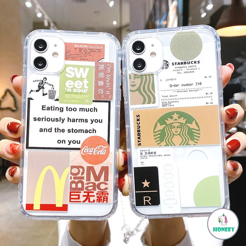 Fashion Starbucks Label Sticker Phone Case for IPhone 12