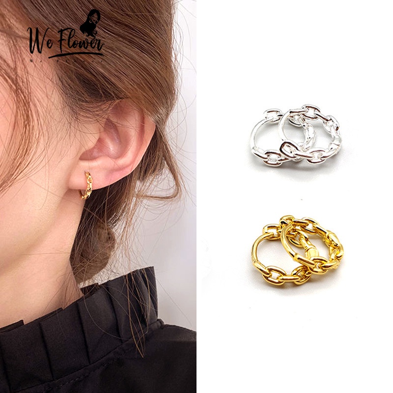 We Flower Anting Bulat Model Rantai Twisted Chic Untuk Wanita