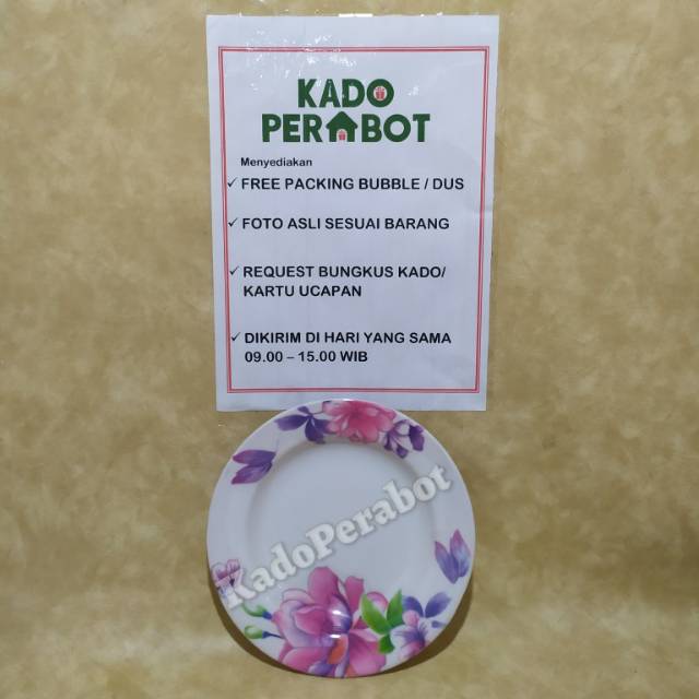 Piring Makan kembang - piring motif bunga - piring makan cantik ungu