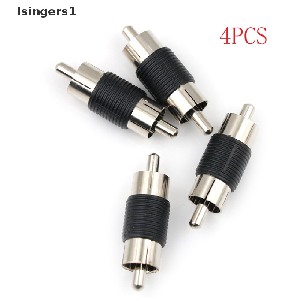 (lsingers1) 4pcs / Set Adaptor Konektor Audio Video AV RCA Male Ke Male Untuk Perlengkapan Rumah