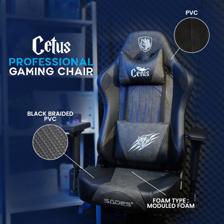 Sades Cetus - Gaming Chair - Kursi Gaming Sades Cetus Black Frog Mechanism