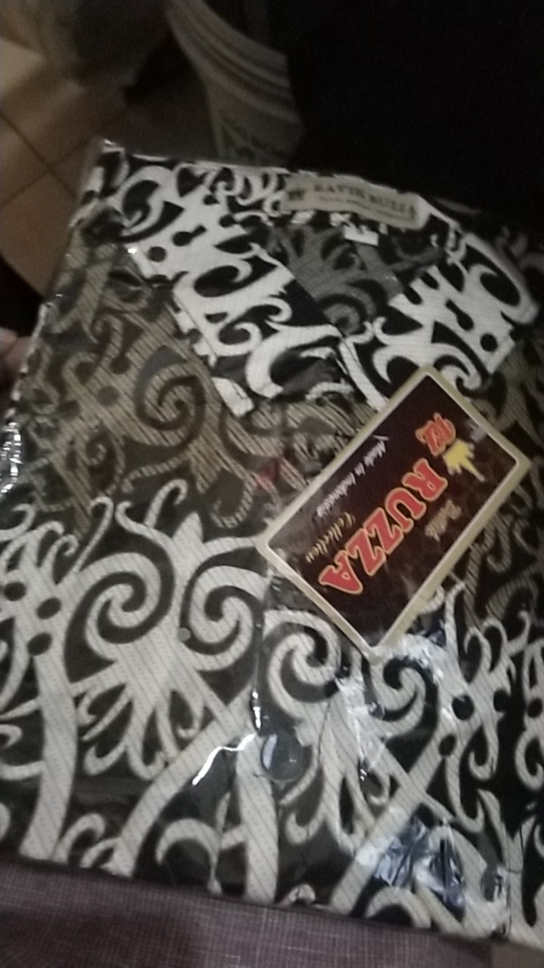 Ruzza Batik Anak Ukuran 0-15 Tahun Kemeja Motif Azmat Putih Tulang