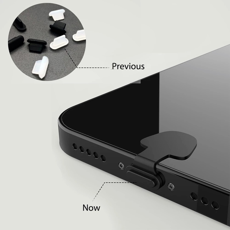 Plug Penutup Port Charging Micro USB / Tipe-C Anti Hilang / Debu Bahan Silikon Untuk iPhone
