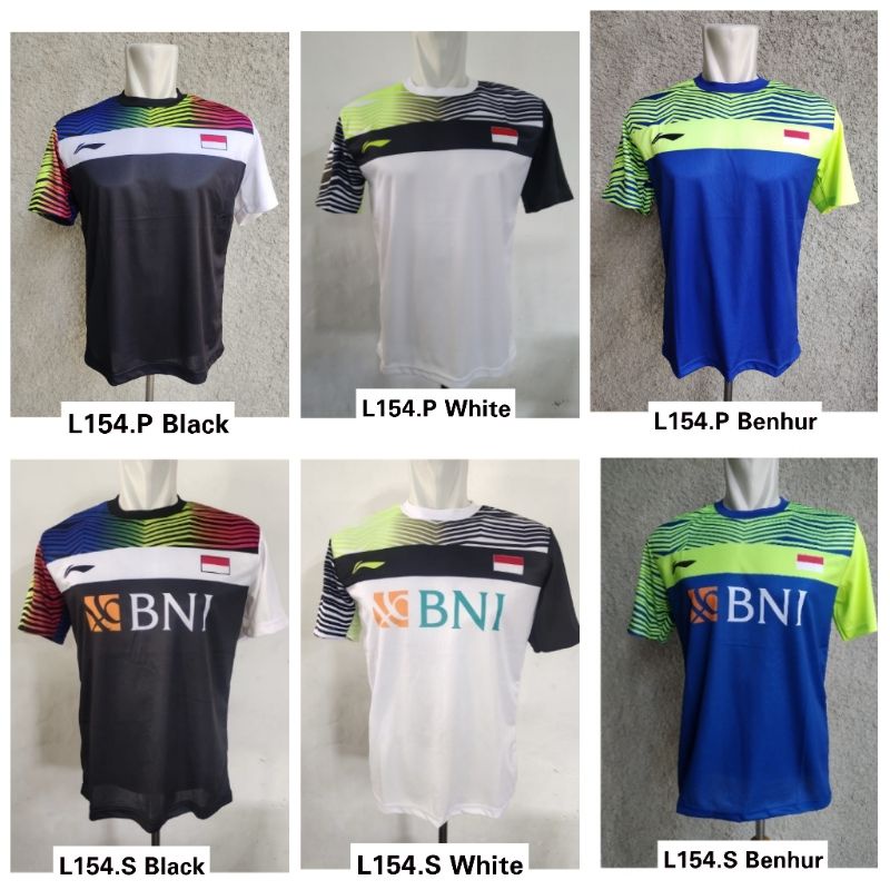 Baju Badminton / Kaos Atasan Bulutangkis L154 Sponsor dan Polos