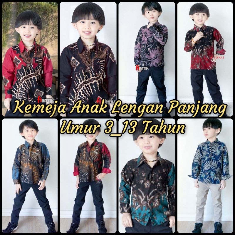 Baju Kemeja Batik Anak Cowok Lengan Panjang Usia 3_13 Tahun Terlaris