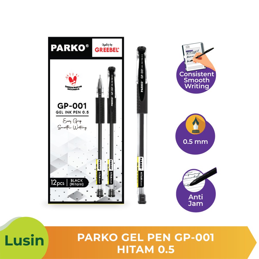 PARKO GEL PEN GP-001 HITAM 0.5