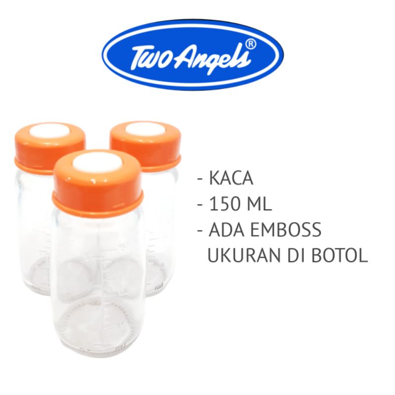 Botol Asi  Kaca Asi 150ml Emboss Tutup Orange / Botol susu kaca 150ml Y1 / BOTOL KACA BOTOL SUSU KACA 150ML