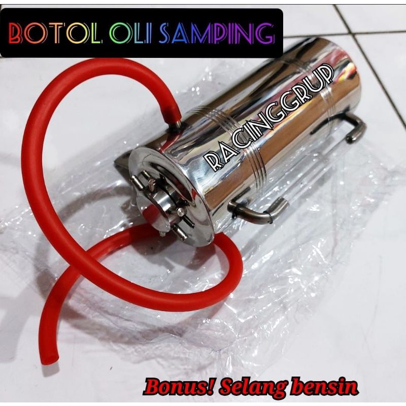 Tabung / Botol Oli Samping / Radiator Chrome Crome Stainles Ninja R RR Satria F1 Zr Rx king selang bensin