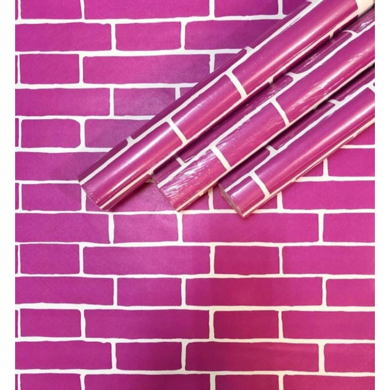 wallpaper sticker dinding murah kode 1581 bata ungu premium