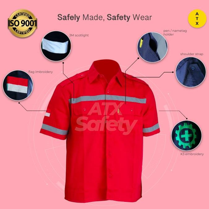 Wearpack Safety Lengan Pendek Baju Seragam Kerja Proyek Safety K3