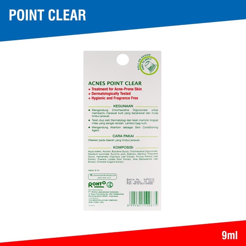 Acnes Point Clear Roll On 9ml Obat Jerawat