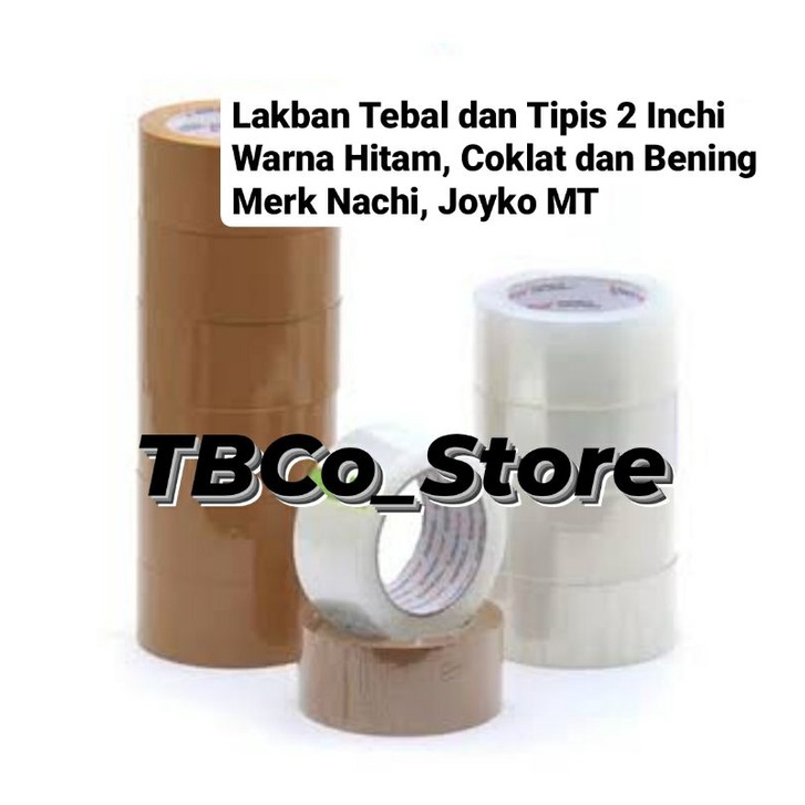 

Isolasi Tebal Besar / Lakban Tebal Tipis Besar Bening Coklat Hitam 2 Inchi Joyko Nachi MT / Solasi Solatip OPP Tape Murah