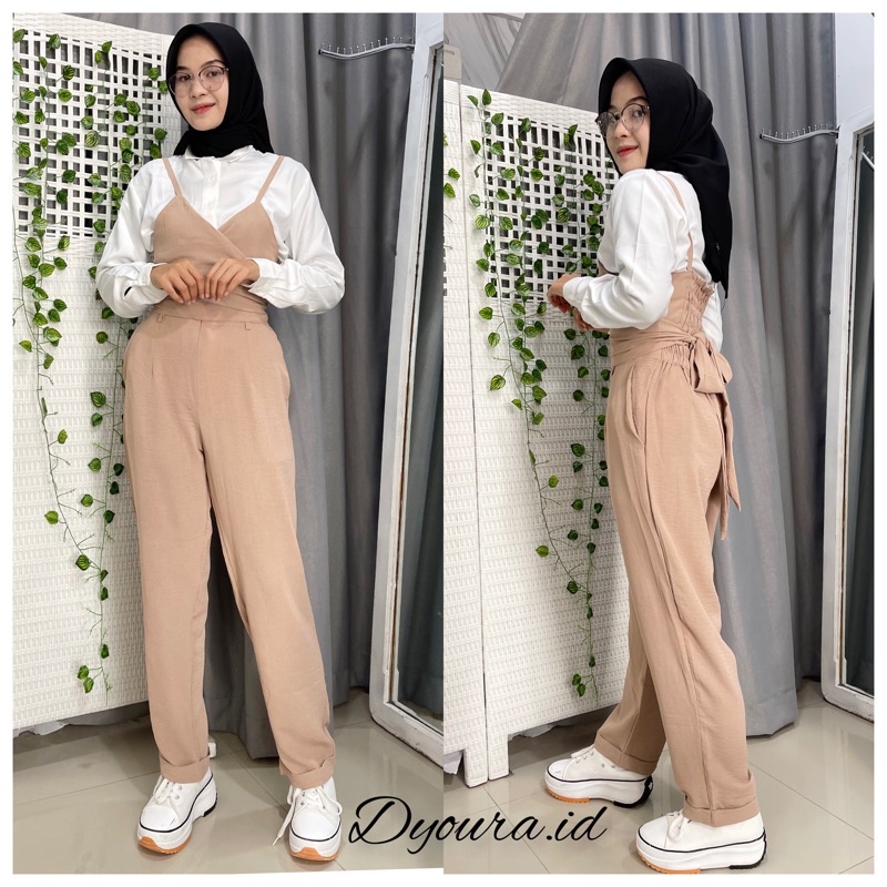 NEW JUMPSUIT / one set vest PREMIUM/ setelan wanita / one set reina span/ setelan crop /overall belakang pita BY DYOURA