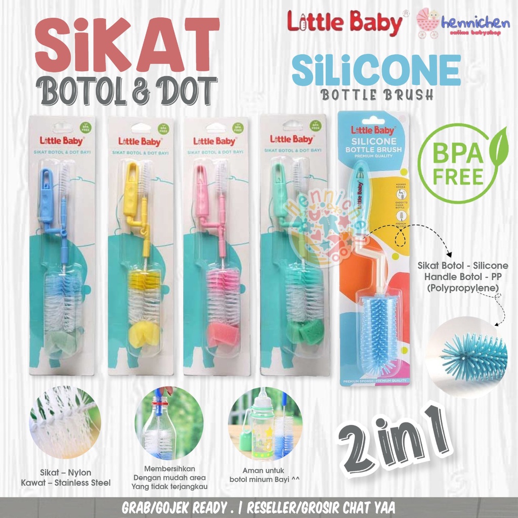 LITTLE BABY SIKAT BOTOL &amp; DOT BOTTLE BRUSH  BAYI 2 in 1