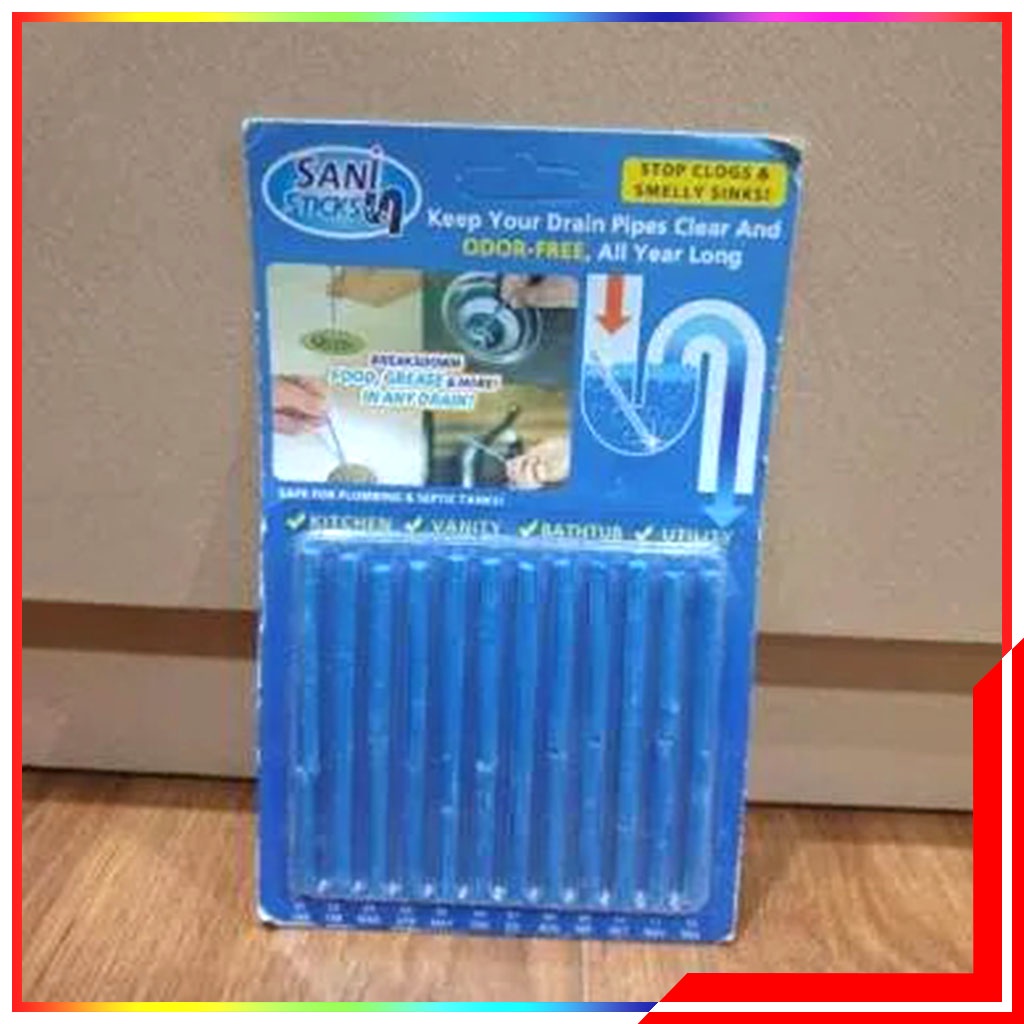 Sani Stick Drain Solusi Membersihkan Saluran Air Yang Tersumbat - Pembersih Pewangi Wastafel Saluran Air Mampet - Biru