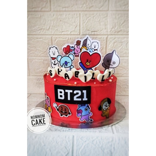 

kue ulang tahun bt 21 dengan topper