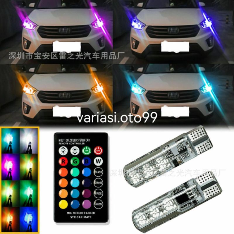 LAMPU LED SENJA KOTAK T10 SILICONE RGB REMOT COB DAN SMD 12VOLT