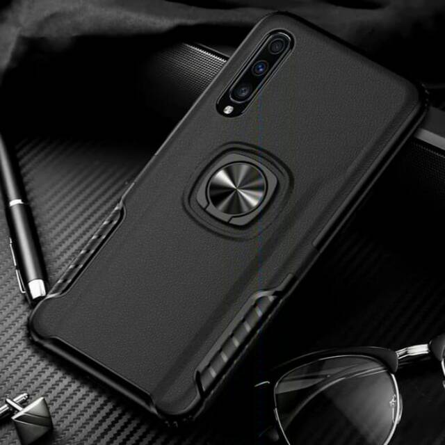 Galaxy A70 Case Magnetic Ring 360 Rotating - Hitam