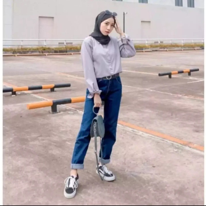 BOYFRIEND JEANS / CELANA JEANS WANITA/ BF POLOS/ CELANA 2021/ CELANA JEANS HIJAB TERMURAH