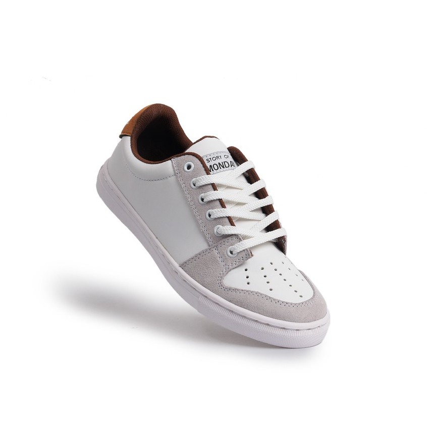 Nacht White | Sepatu Sneakers Pria Putih Original Casual Polos Cowok Ori Footwear | Monday FORIND