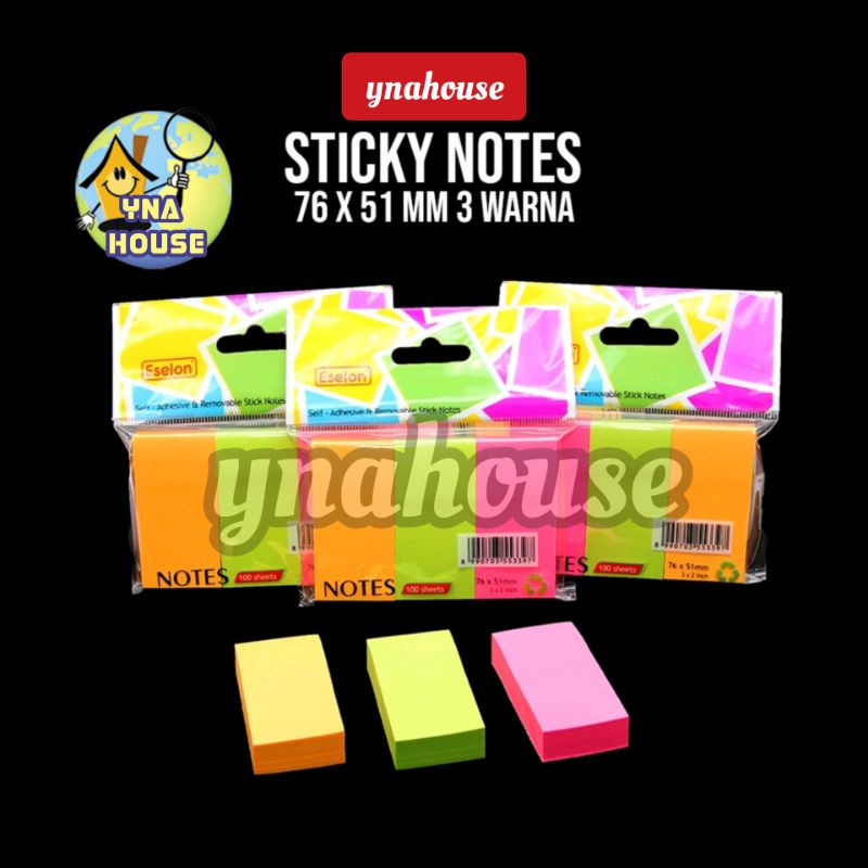 

Sticky Notes Eselon Polos 76*51mm 3 warna / 5 warna
