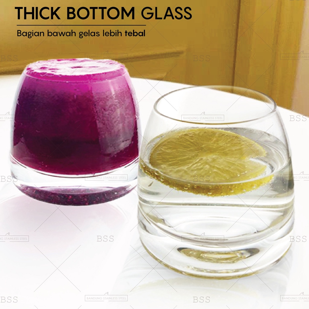 Thick Bottom Glass Crystal 300ml Gelas Jus Minum Air Cafe Juice Smoothie Kristal Bawah Tebal Cantik