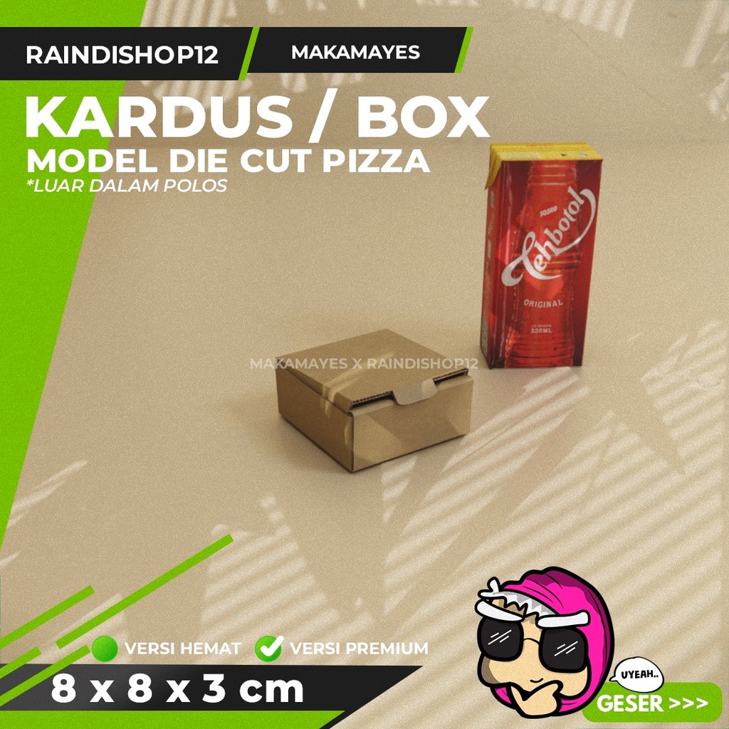 

(MIN 10 PCS) BOX 8 X 8 X 3 CM KARDUS DIE CUT PIZZA KEMASAN PACKAGING KADO