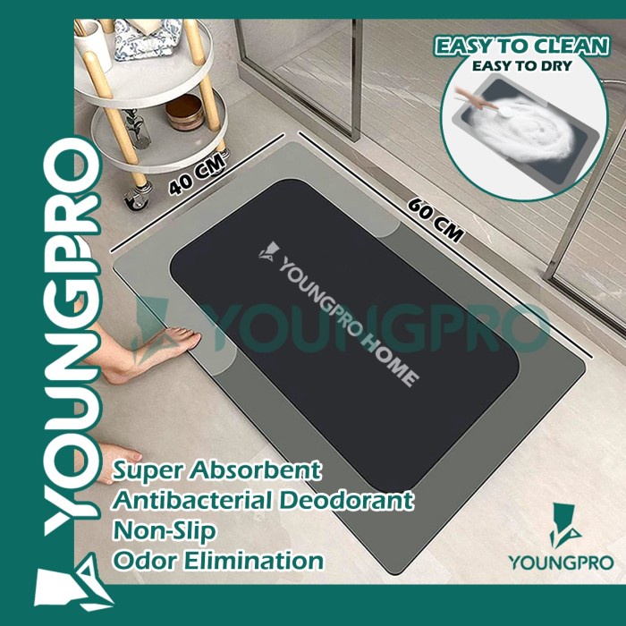 YOUNGPRO Keset Viral  Kamar Mandi Diatomite Serap Air Anti Slip