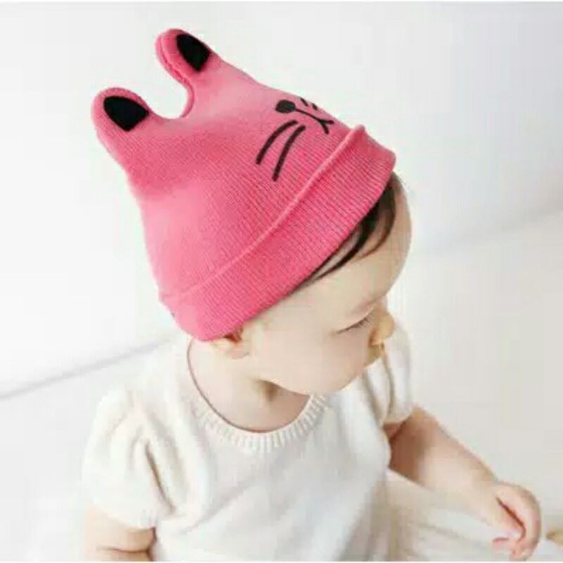 TOPI KUPLUK RAJUT BAYI TELINGA KUCING/TOPI RAJUT