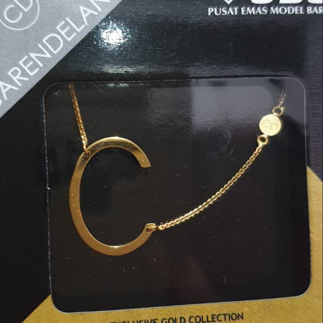 kalung carendelano huruf c original ubs warna gold kadar 875 hadiah ultah