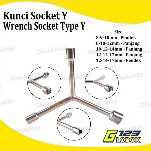 Kunci Sok Shock Socket Soket Y Cabang Tiga 8 9 10 12 14 17 Taiwan