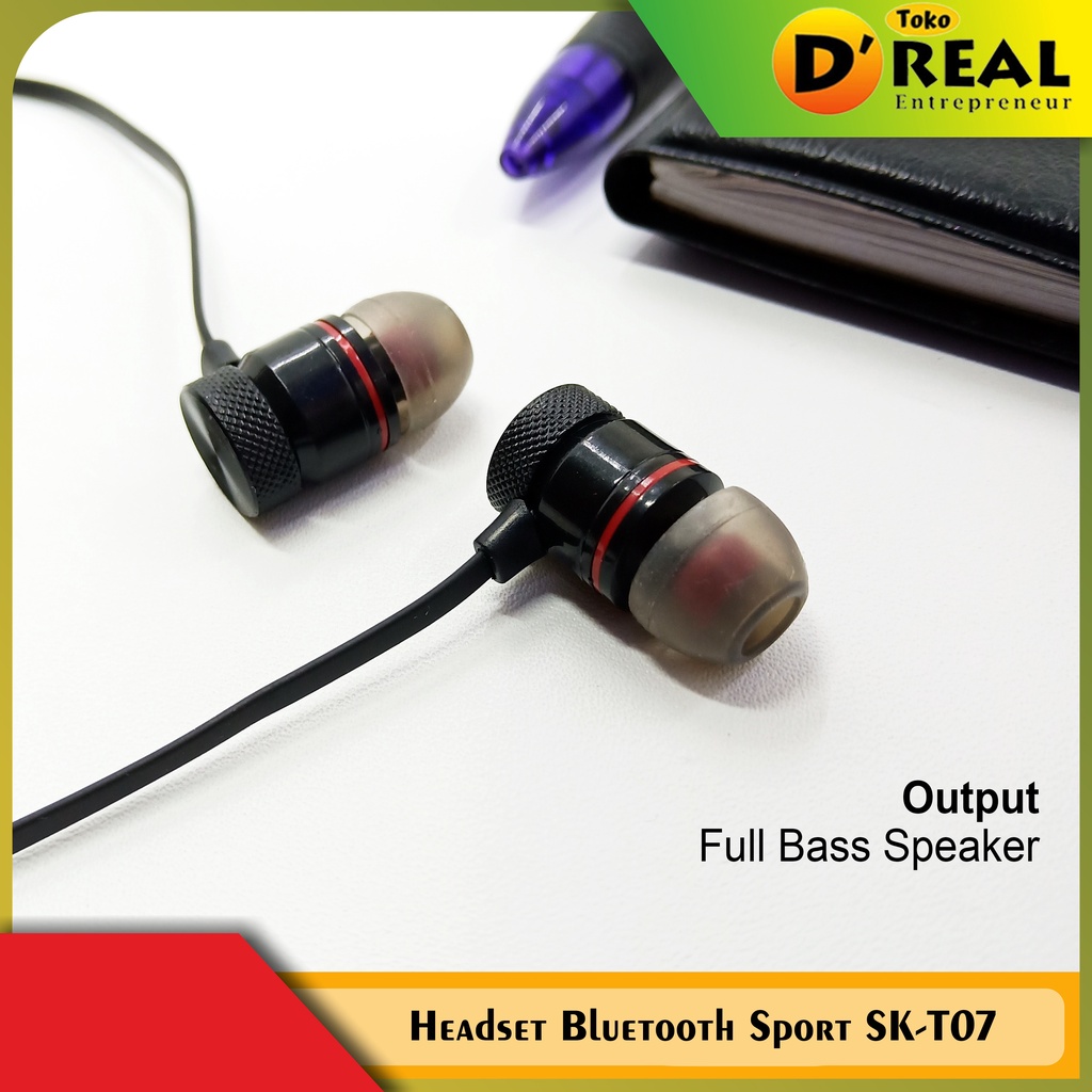 Handsfree Headset Earphone Bluetooth Sport SK-T07 / Headset Bluetooth Murah Berkualitas