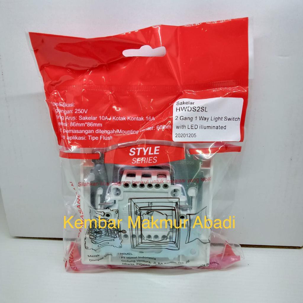 Saklar Seri 2 Gang 1 Way HWDS2SL Himel Best Quality SNI / Stop Kontak Himel / Saklar Himel HWDS2SL