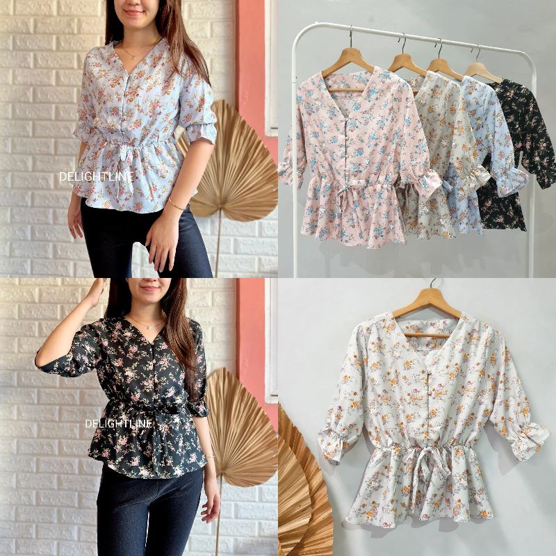 PANORAMA DIORA / PLAIN PEPLUM BLOUSE WANITA DELIGHTLINE BASIC CASUAL - LENGAN PANJANG SESIKU