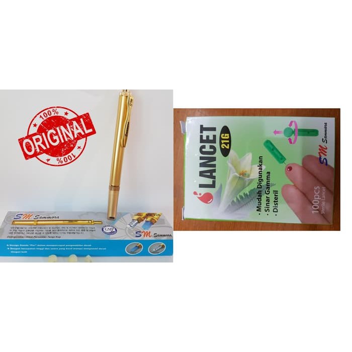Pen Bekam Otomatis Gold SM 228 Biru Bonus Jarum Bekam SM 21G isi 100pc