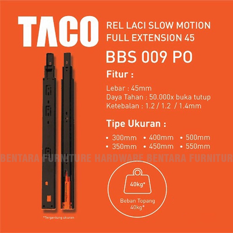 30 CM TACO REL LACI BBS-09 PO - Rel Laci Double Track Push Open Full Extension