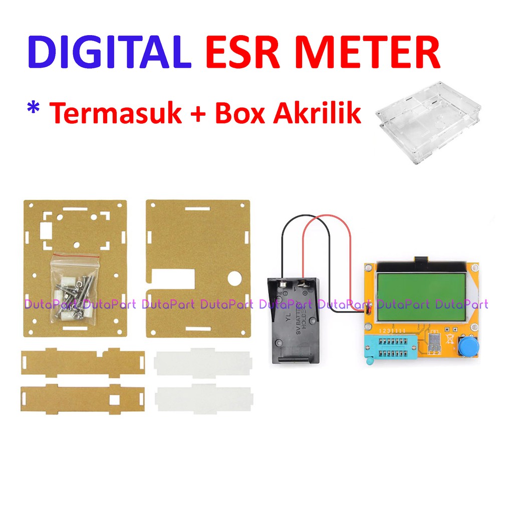 Digital ESR Meter LCR Tester Transistor Mosfet Termasuk Box Akrilik