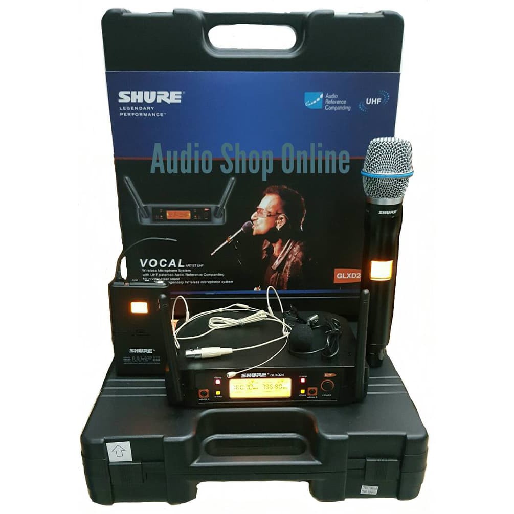 Mic jepit wireless Shure GLXD 24 GLXD24 handle clipon headset