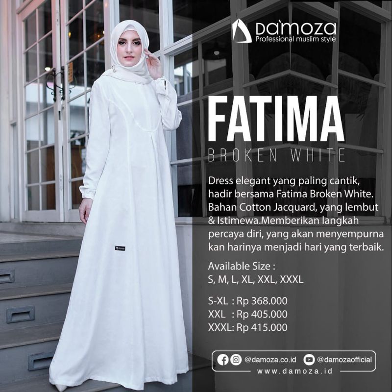 Gamis Damoza Putih terbaru Fatima Broken white