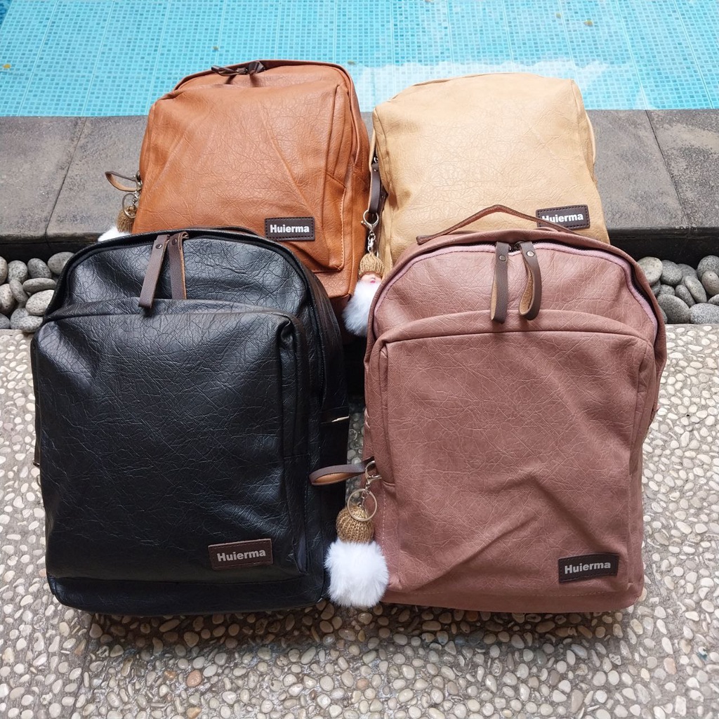 Tas Ransel Kulit PU Perempuan Tas Kerja Wanita Tas Sekolah Cewek SMP SMA Kuliah Import