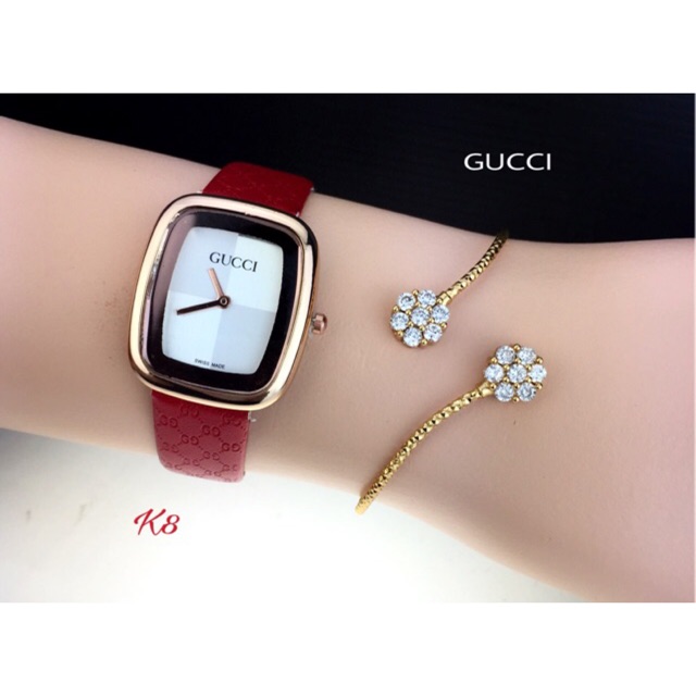 Jam gelang set Gucci embos