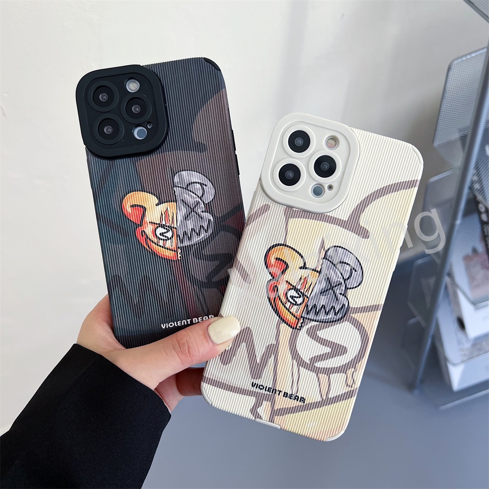 Case Desain Angry Violent Bear Untuk iPhone 13 Pro Max 12Pro 11Pro X XR 7PLUS