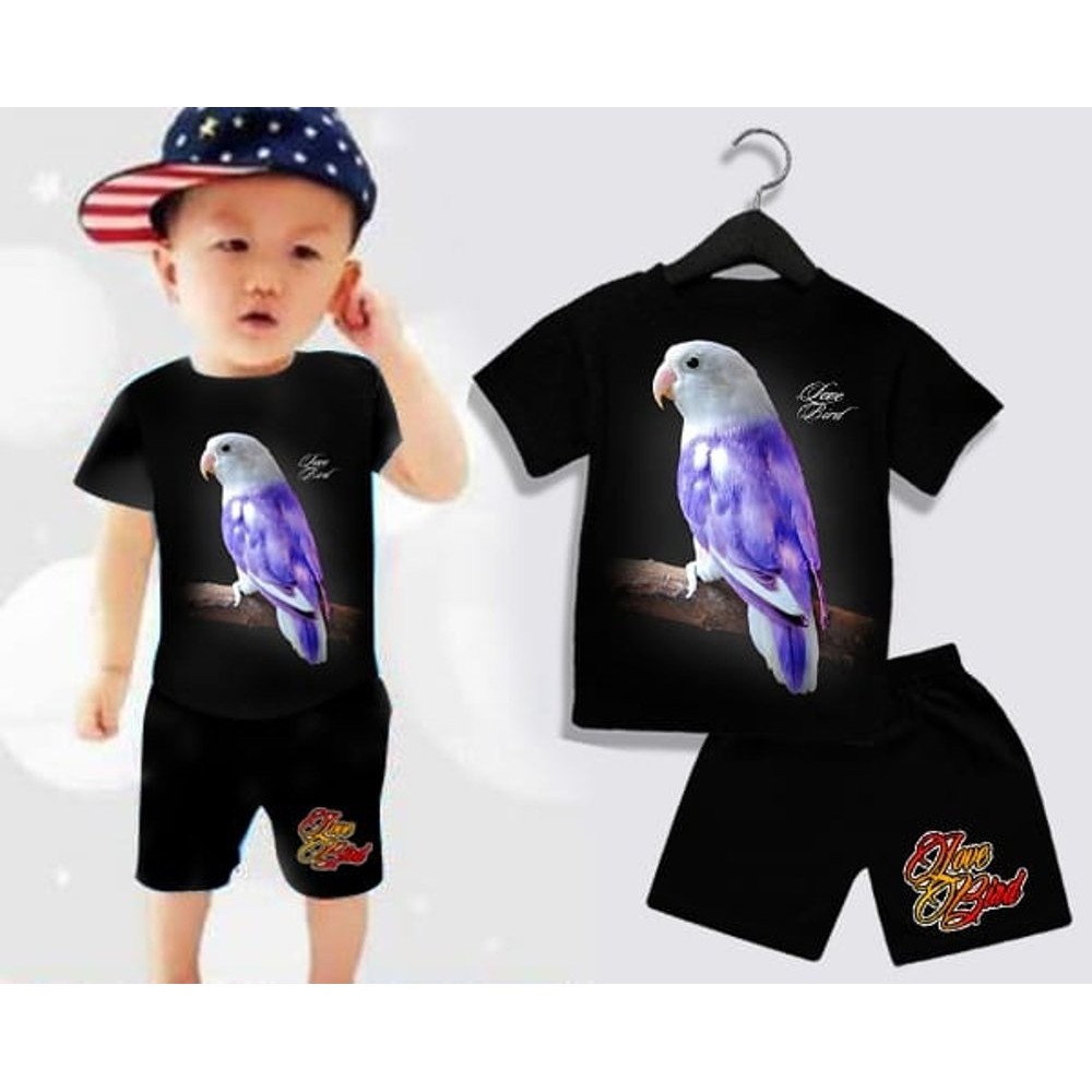 la Set anak lovebird violet size S setelan anak laki trendi murah Bahan spandek rayon  ukuran anak