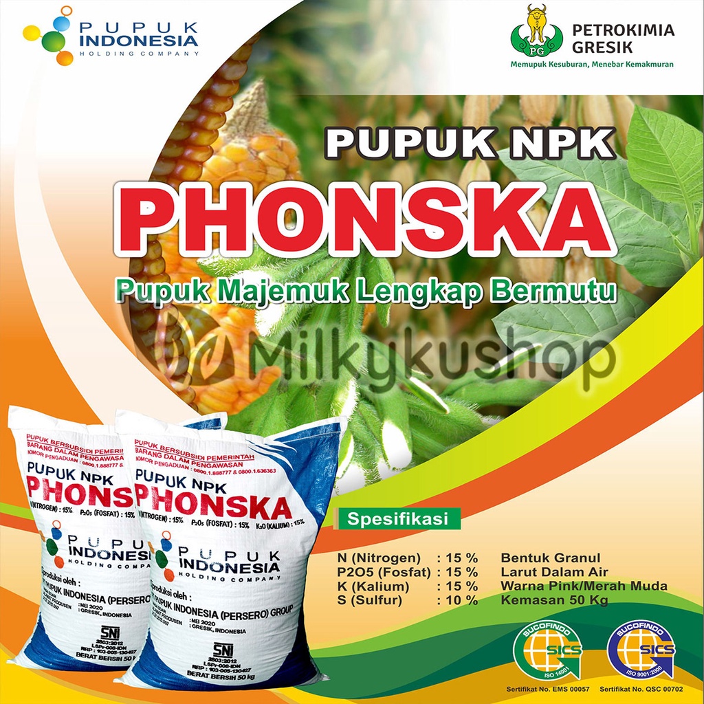 PUPUK NPK PHONSKA PLUS 15 15 15 KEMASAN PABRIK 25 KG VIA CARGO