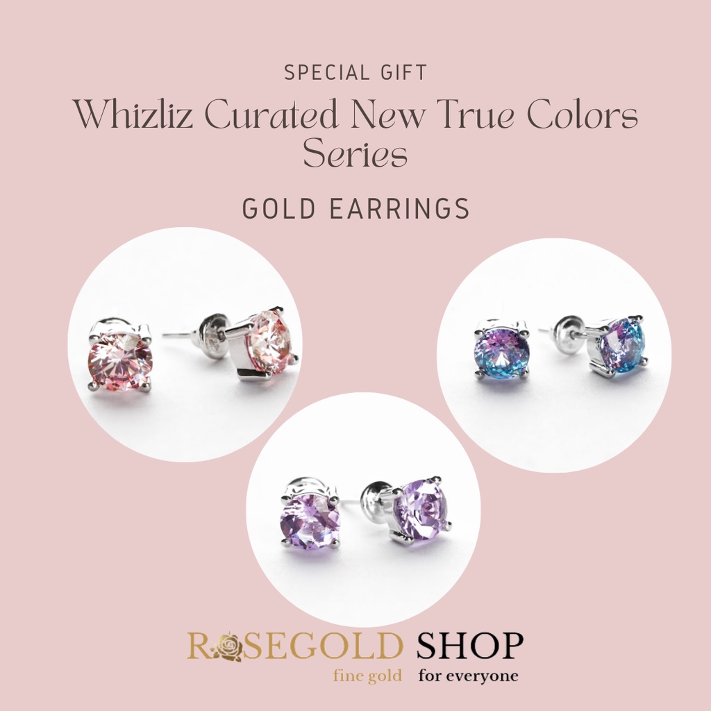 (Free Emas Mini) Gold Earrings Whizliz Curated Anting Emas kadar 9 karat New True Colors series