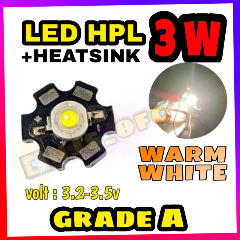 LED HPL 3 WATT PUTIH HANGAT / WARM WHITE GRADE A HPL + STAR PCB 3Watt, AQUASCAPE, DECORATION SENTER CAHAYA